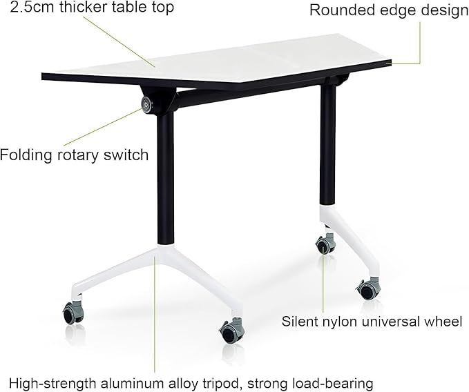 Foldable Conference Room Tables,Flip Top Mobile Training Table,Modern Meeting Table with Silent Wheels,Mobile Conference Tables,47.2 "x23.6 x 29.5 Meeting Room Tables for Office Training (8pack)