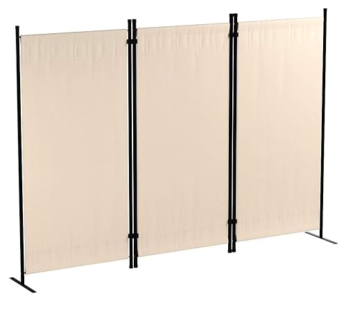 Proman Products - Galaxy Section Divider, Water Repellent Fabric Room Divider with Black Powder Coated Metal Frame for Indoors or Outdoors (Beige)