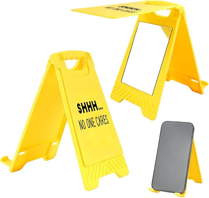 Funny Office Desk Accessories,Office Cubicle Decor,Desk Decor,Phone Holder Mirror Acrylic Table Signs， Team Humorous Gag Gifts for Coworker Supervisor Leader Designer Cashier Manager (No One Cares )