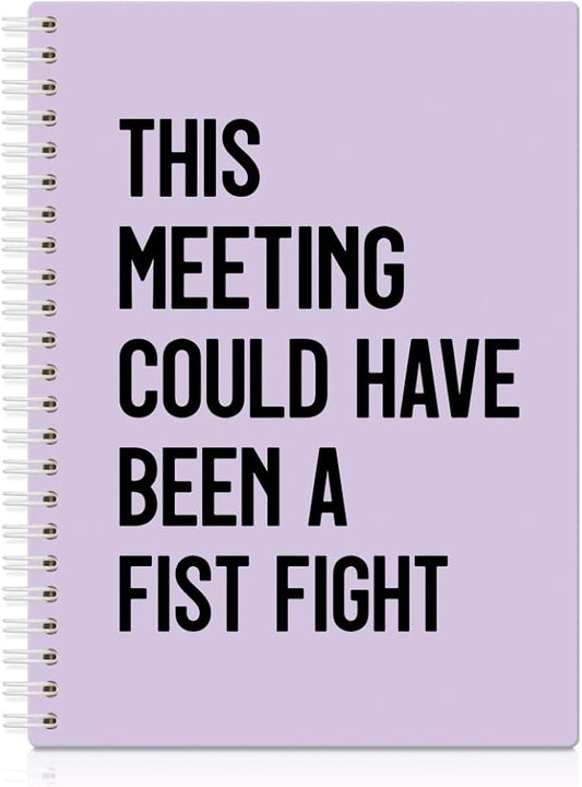 XQLZY This Meeting Could Have Been A Fist Fight Purple Spiral Notebook, Funny Corporate Humor Notepad, Office Sarcastic Humor Gifts for Men Women Coworker BFF Friend, Coworker Christmas Gifts
