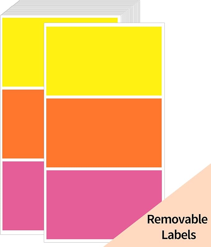 STARLIBOO Removable Colored Labels Stickers, 3X5 Inch Removable Large Label Stickers for Moving Boxes and Storage Bins- Waterproof- Tear Resistant (Multicolor