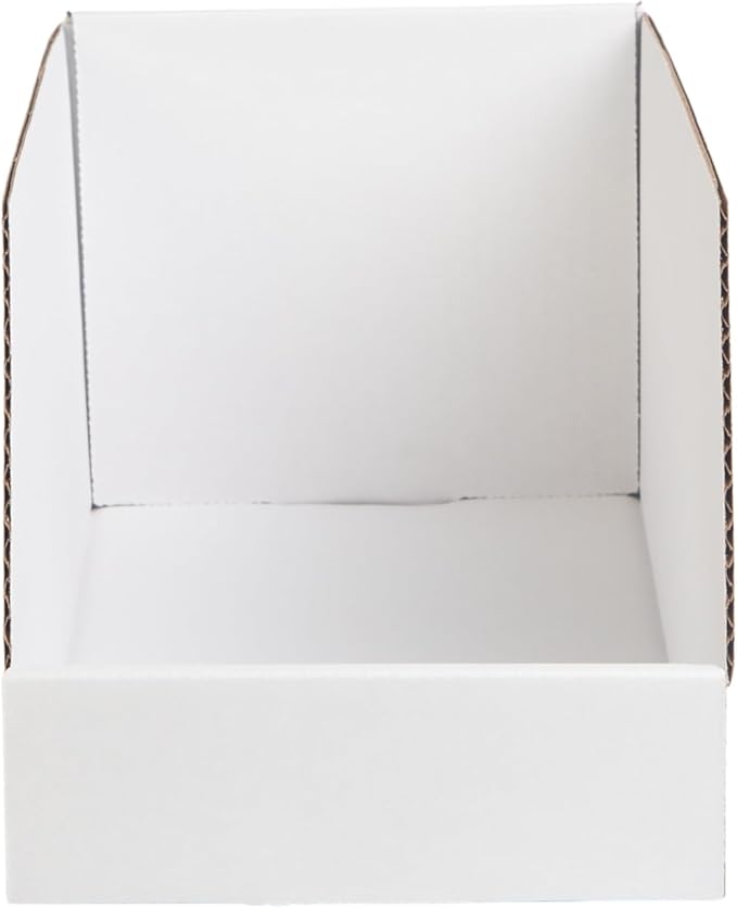 Hudson Exchange 6x12x5.5" (25 Pack) Corrugated Parts Bin Box For Storage & Organization, White