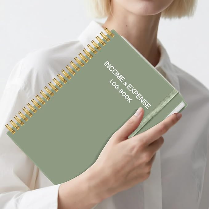 Income & Expense Log Book - A5 Income and Expense Ledger Book for Small Business, Accounting Bookkeeping Tracking Ledger LogBook for Woman and Man, 5.5" x 8.5", Green