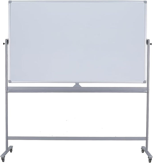 DexBoard Double-Sided 72" x 48" Mobile Whiteboard, Extra Large Rolling Magnetic Dry Erase Board with Stand, Height Adjustable White Board Easel for Office, Classroom & Home