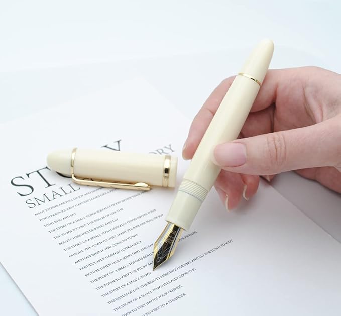 JINHAO X159 Fountain Pen (EF Nib 0.38mm, Ivory White with Gold Clip)
