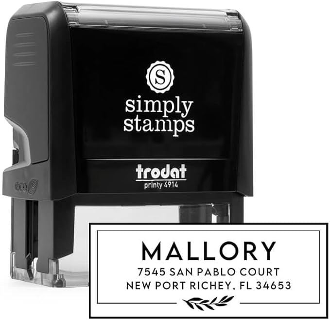 Custom Floral Address Stamp | Choose from 12 Designs | Multiple Ink Color Options | Envelope Return Address Stamp for Couple or Family (Design 1, Medium)