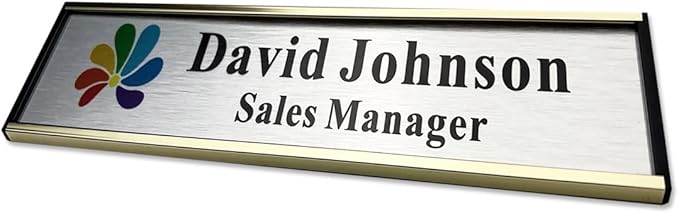SINKAA Personalized Name Plate for Door or Wall, 2 x 8 inch Custom Office Aluminum Door or Wall Name Plates with Logo Image or Texts, Office Appreciation Gifts for Coworkers Boss Teacher, Employee