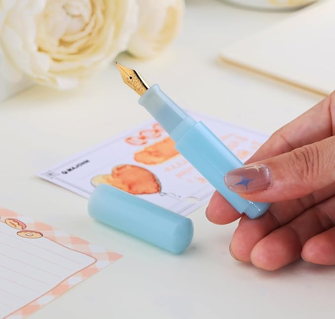 czxwyst Majohn Wancai 2.0 Mini Pocket-Size Eyedropper Fountain Pen (EF Nib 0.38mm, Mint Blue)