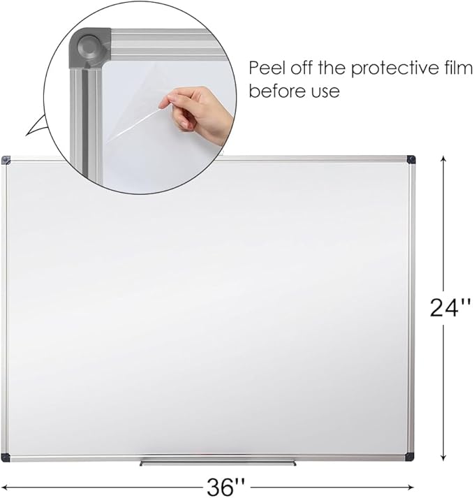 XIWODE 24x36 Inch Magnetic Dry Erase Whiteboard，Silver Aluminum Frame Wall-Mounted for Home School Office Conference Room