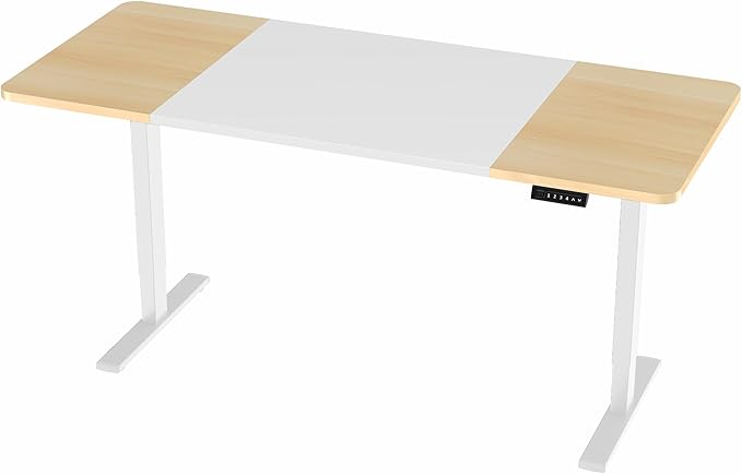 VIVO Electric 71 x 30 in Standing Desk, Memory Height Adjustment, 1B Series, Holds 220 lbs, White and Light Wood Top, White Frame, DESK-KIT-1W7WC