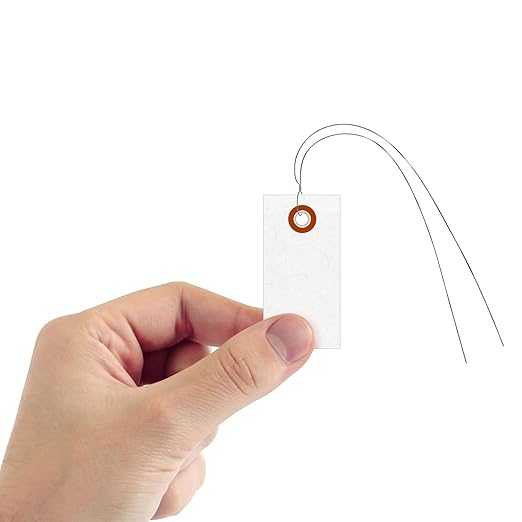 SmartSign (Pack of 1000) 2.75 x 1.375 inch “White” Blank Tyvek Shipping Tags with Wire, Size #1, 8 mil Thick Tyvek
