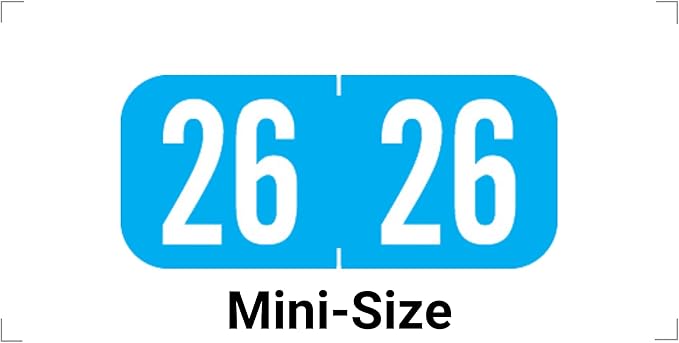 MINI 2026 Year Stickers, Doctor Stuff 2026 Chart Stickers, Light Blue Color Coded, Tab 1287 Style, USA Made Year Labels for End Tab File Folders, 500 Labels/Roll in a Dispenser Box, 1/2" x 1-1/8"