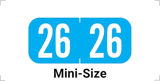 MINI 2026 Year Stickers, Doctor Stuff 2026 Chart Stickers, Light Blue Color Coded, Tab 1287 Style, USA Made Year Labels for End Tab File Folders, 500 Labels/Roll in a Dispenser Box, 1/2" x 1-1/8"