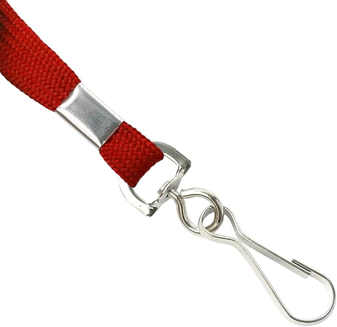 Lanyards Safety Red Lanyards Neck Flat Premium Breakaway Badge Lanyard with J-Hook for ID Nametag Badge Holder (Red, 50 PCS)