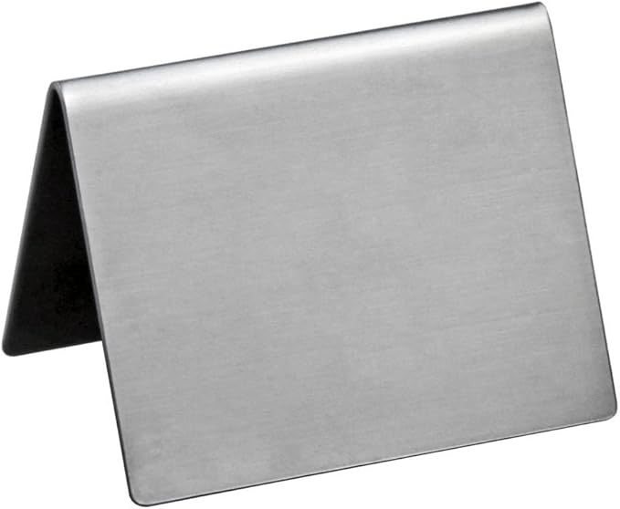 New Star Foodservice Stainless Steel Table Tent Sign (Silver (Plain), 2"x 2" (Set of 6))