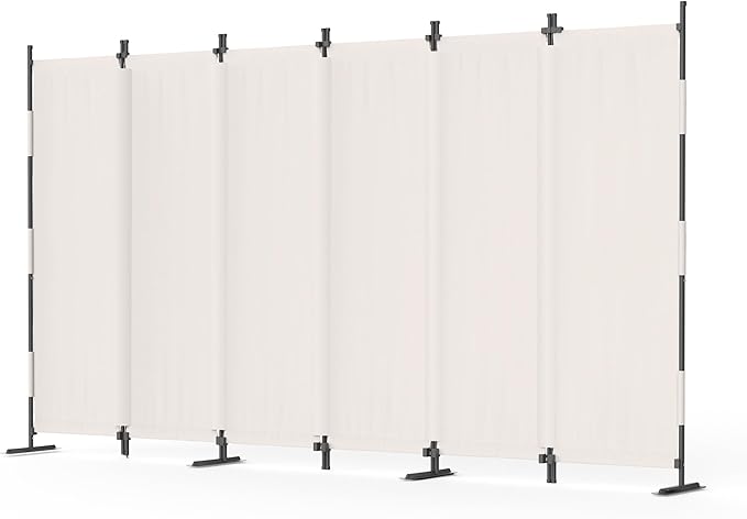 Kecreque 6 Panel Room Divider,6ft Folding Screen Portable Wall Partition Room Divider with 4 Metal Feet,Privacy Screen Indoor Doubles as a Cubicle Wall,Suitable for Bedroom Dressing Room Office