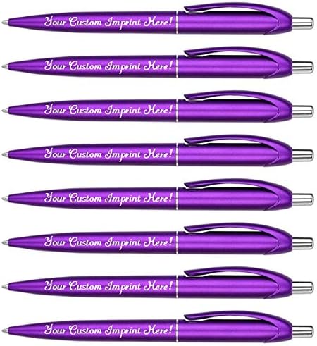 Personalized Ballpoint Pens - Retro -Retractable Click action - Custom - Black writing - Printed Name pens - Imprinted with Your Logo or Message - FREE PERSONALIZATION - 12 Pens/Box (Purple)