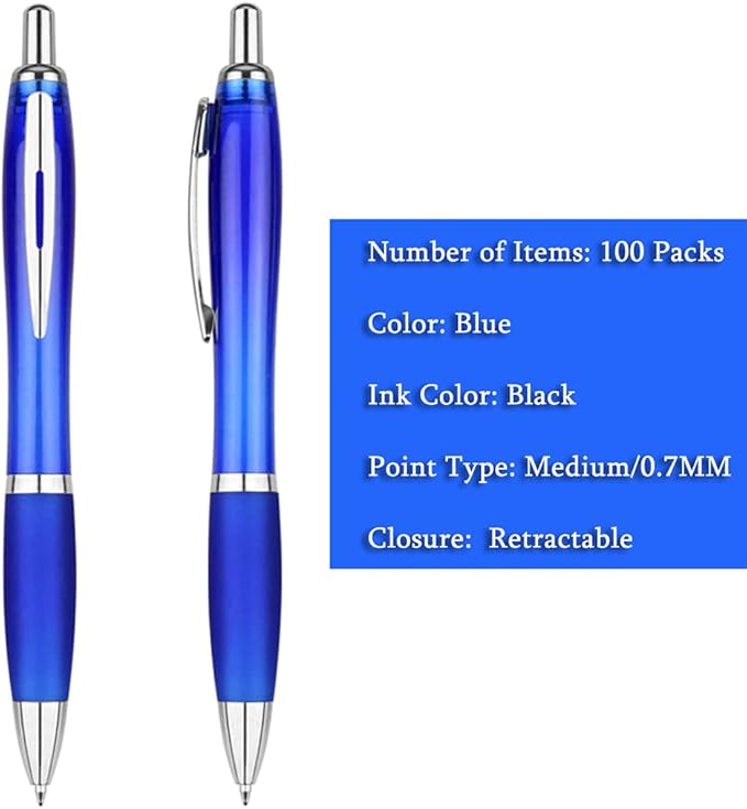 100 Pack Personalized Pens With Your Custom Logo Message - Customizable Gifts In Bulk -Custom Advertising Message - Party Favors