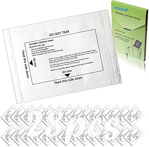 Ansoon Paper Shredder Lubricant Lubricating Sheets, Paper Shredder Oil Sharpening & Cleaning Sheet for Cross-Cut and Micro-Cut Paper Shredders (28-Pack)