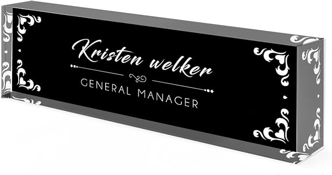 Desk Name Plate Personalized, Custom Name Plates for Desks, Office Desk Decor, Unique Clear Acrylic Glass Block, Personalized Office Gifts for Women Men Boss Teachers Coworkers Appreciation Gifts