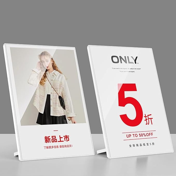 ECKEK Acrylic Sign Holder A3/A4/A5 Menu Displays L Shape Sign Stand Table Top Sign Stand (Horizontal A5 210×148mm/ 8.27×5.83 inches)