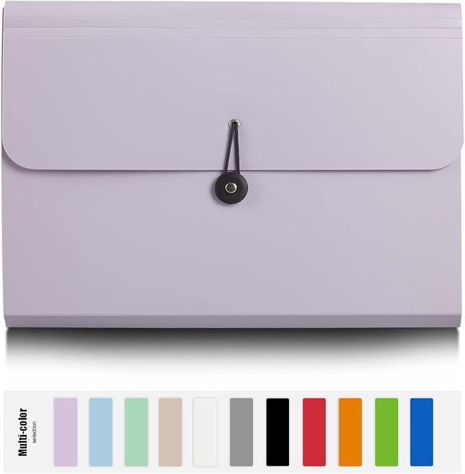 Nicfaec Expanding File Folder, 13 Pockets, Purple, Polypropylene