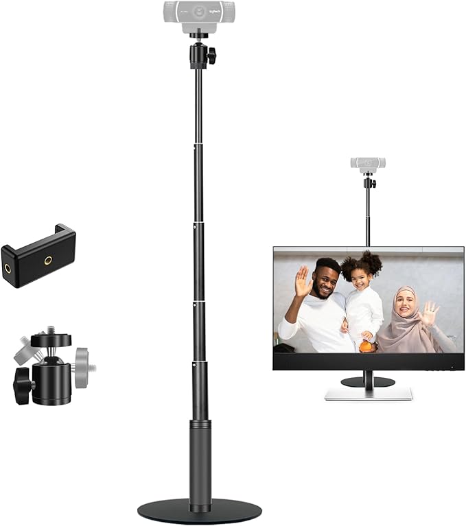 JCWINY Webcam Stand, 28 Inch Web Cam Stand for Desk, Adjustable Webcam Mount Camera Stand for Logitech Webcam C922 C930e C920S C920 C615 C960 C920x BRIO 4K NexiGo N60 and Others