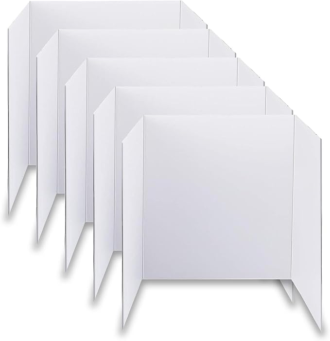 LonlyEagle Trifold Poster Board, 24" x 16", 5-Pack, White Corrugated Project Boards for Science Fairs, School Projects, Event Displays, and Business Presentations