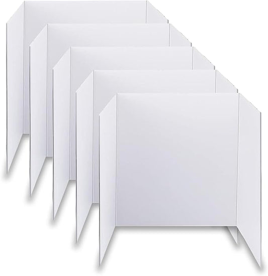 LonlyEagle Trifold Poster Board, 24" x 16", 5-Pack, White Corrugated Project Boards for Science Fairs, School Projects, Event Displays, and Business Presentations