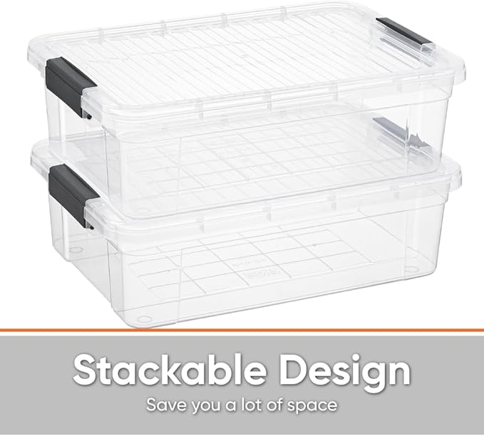 Superio Storage Bins with Lids, Clear Plastic Containers for Organizing, Stackable Totes, BPA Free, Odor Free, Organizer Boxes for Home, and Dorm (2 Pack, 22.75 Qt)