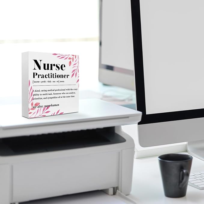 Nurse Practitioner Gifts for Women, Nurse Gifts Wood Box Sign, Appreciation Gifts for Nurse Coworker, Hospital Office Living Room Desk Cubicle Table Shelf Decor, Nurse Practitioner Week Gifts