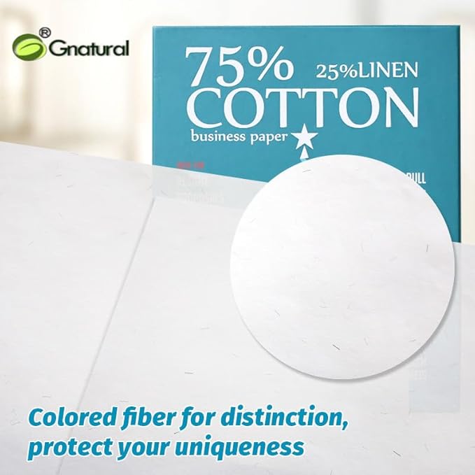 75% Cotton 25% Linen Paper, 85gsm Inkjet Printing Paper, 8.5"x11" White Color Resume Paper,100 Sheets Won't Get Wet Cotton Paper