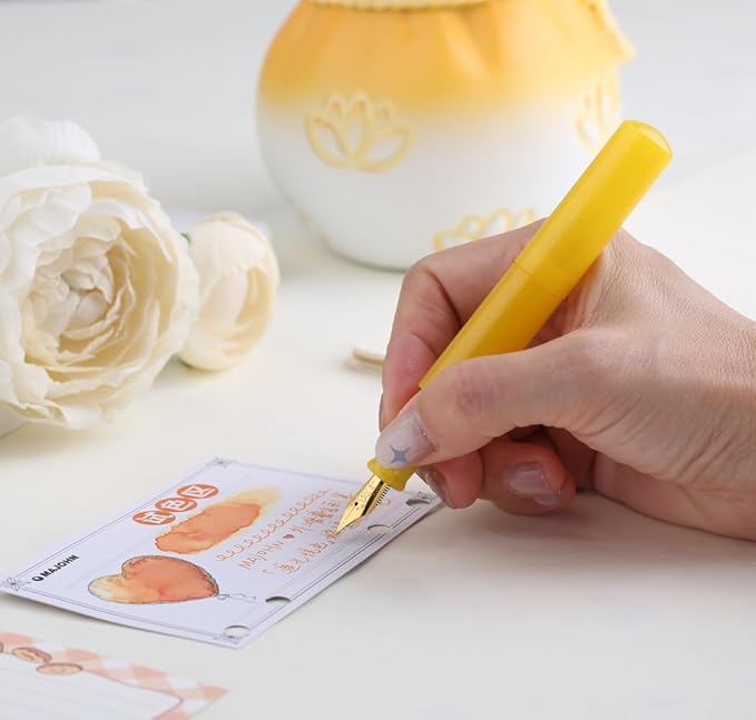 czxwyst Majohn Wancai 2.0 Mini Pocket-Size Eyedropper Fountain Pen (EF Nib 0.38mm, Lemon Yellow)