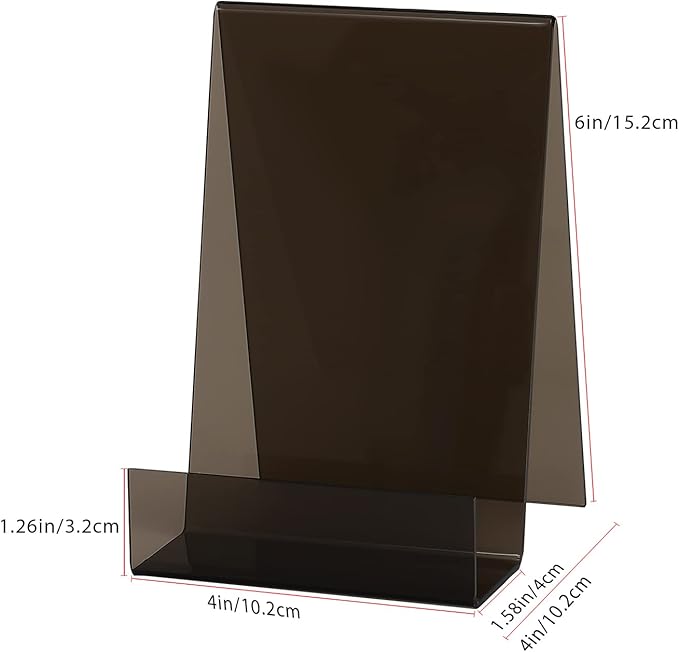 ZOEY Acrylic Book Stand with Ledge Clear Black Display Easels Plate - 5 Pack Large Book Holder Easel Stand for Display, Music Sheets, Artworks, CD, Tablet Holder