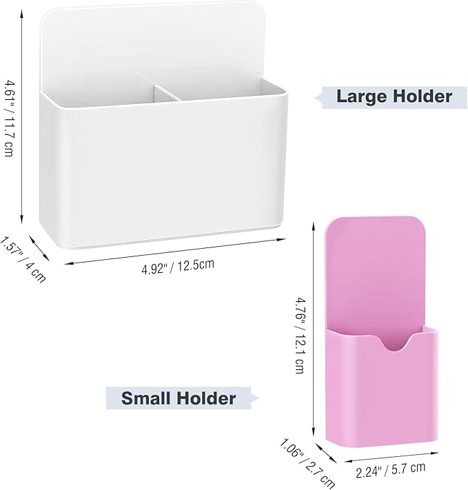MoKo Magneitc Dry Erase Marker Holder Set, 4-Pack Magnetic Marker Pencil Pen Holder Cup Organizer for Metal & Magnetic Surface, 2 Large & 2 Small Holders, Blue/White/Pink/Yellow