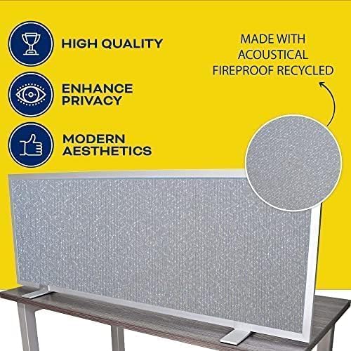 OBEX Acoustical Free Standing Privacy Screen, Cubicle Accessories Desk Privacy Panel, Desk Dividers for Office, Office Furniture Partitions Portable Sound Proof Dividers, 24" x 66", Overcast