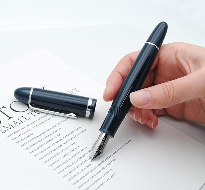 JINHAO X159 Fountain Pen (EF Nib 0.38mm, Dark Blue with Silvery Clip)