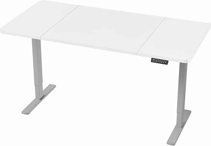 VIVO Electric 60 x 30 in Standing Desk, Memory Height Adjustment, 1B Series, Holds 220 lbs, White Top Gray Frame, DESK-KIT-1G6W-30
