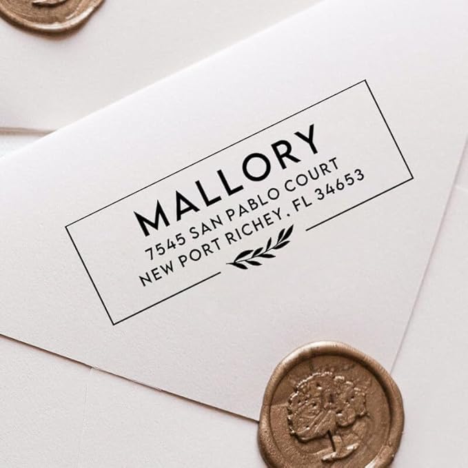 Custom Floral Address Stamp | Choose from 12 Designs | Multiple Ink Color Options | Envelope Return Address Stamp for Couple or Family (Design 1, Extra Large)