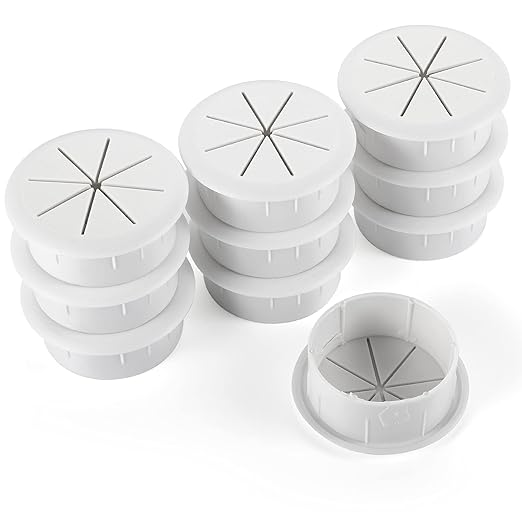 HYCC 10 Pack 2-3/8 Inch Flexible Desk Grommet,Organize Wires and Cables on Office Equipment, Computer Components, Entertainment Systems Effectively - Color: White