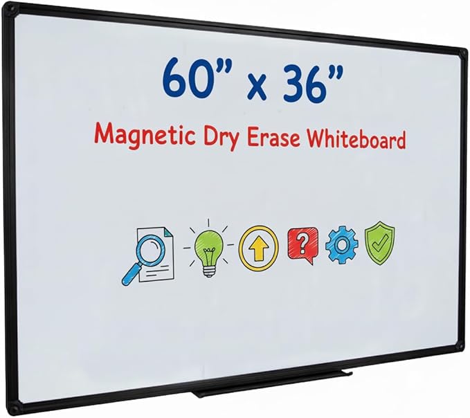 Magnetic Whiteboard 60x36 Inches Black Aluminum Frame, Large Wall Mount White Board Modern Aesthetic Dry Erase Board for Home Office Decor, Creative Studio