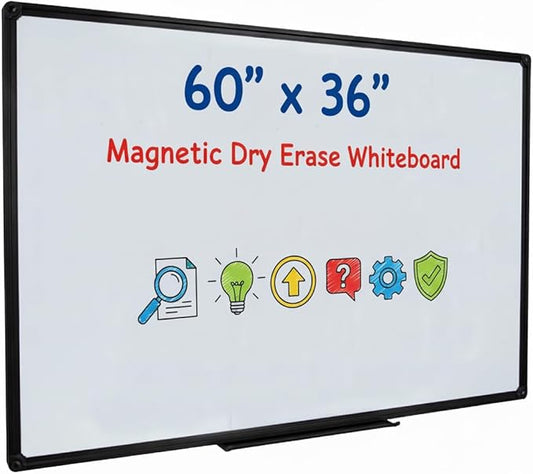 Magnetic Whiteboard 60x36 Inches Black Aluminum Frame, Large Wall Mount White Board Modern Aesthetic Dry Erase Board for Home Office Decor, Creative Studio