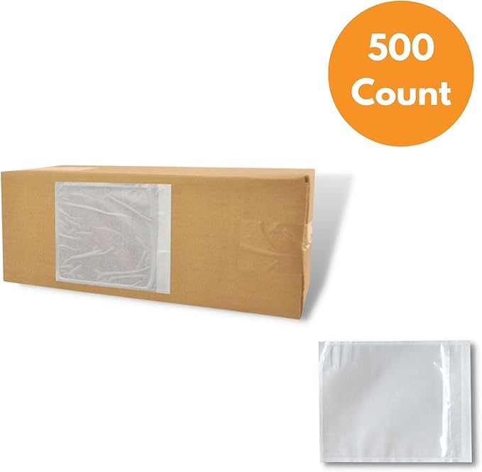 PSBM 500 PCS 9.5 x 12 Inch Clear Blank Packing List Envelopes, Shipping Documents Pouches/Sleeves for Mailing Labels, Invoices, Documents and Packing Slips