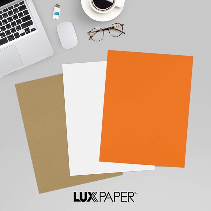 LUXPaper 8.5" x 11" Paper | Letter Size | Mandarin Orange | 80lb. Text | 500 Qty