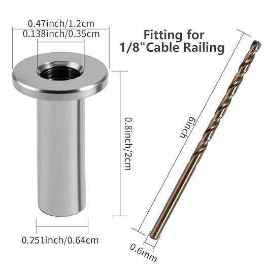 200 Pack Cable Railing Protector Sleeves,T316 Stainless Steel Protective Sleeves for 1/8" 5/32" or 3/16" Deck Cable Railing | Wood/Composite Posts/DIY Balustrade