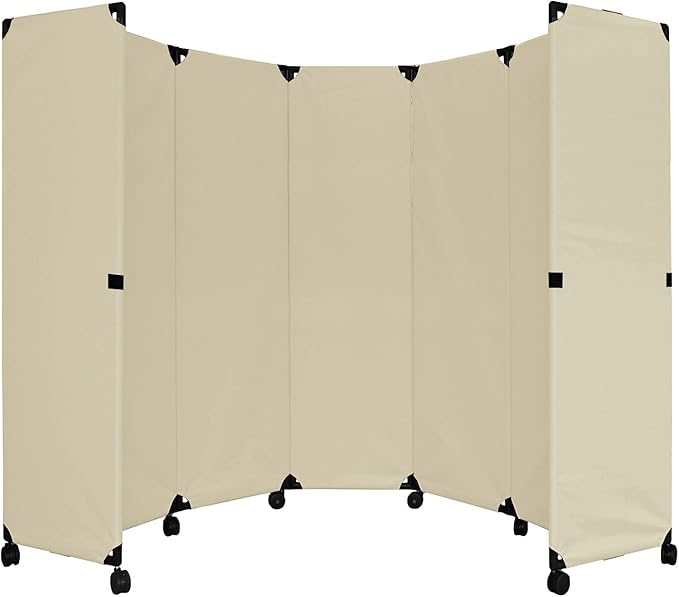 Versare MP10H Portable Folding Wall Partition | Economical 5 Panel Design | Portable Room Divider On Wheels | Adjustable, Freestanding Setup | Multiple Widths