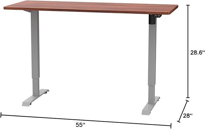 FLEXISPOT EN2 Whole-Piece Standing Desk with Clamp Power Strip, 60 x 24 Electric Stand Up Height Adjustable Desk with Cable Management (Gray Frame + 60" Mahogany Top, 2 Packages)