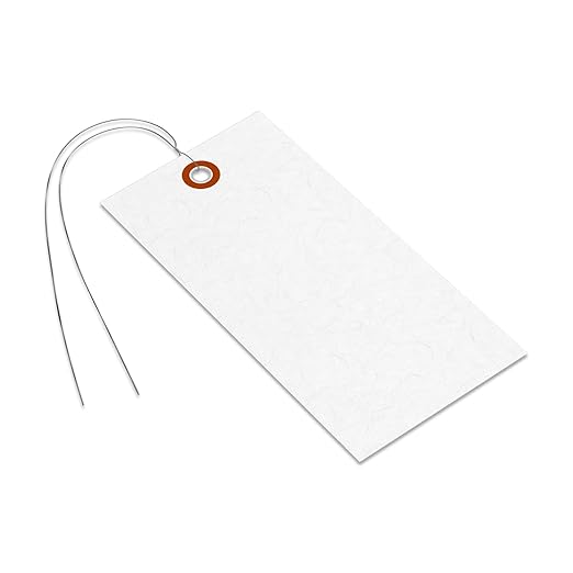 SmartSign White Shipping Tags with Wire, Size #6, Pack of 1000 | 5 1/4" x 2 5/8"