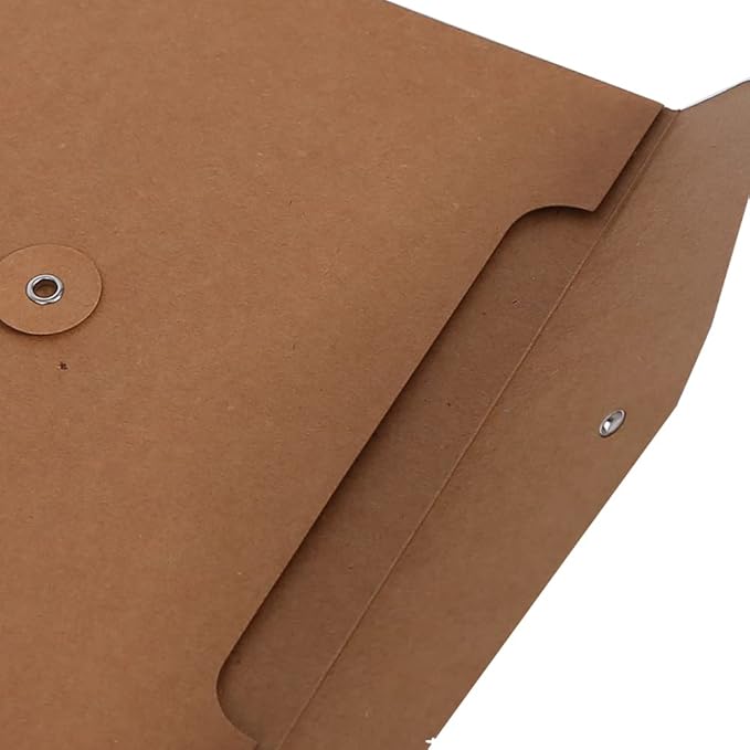 10pcs A4 Kraft Paper Envelopes Portfolio Foolscap File Folders Document Folder with String Fastener Closure Wallet Pockets File Bags Storage Pouch Paperwork Organizer Bag for Office School Home