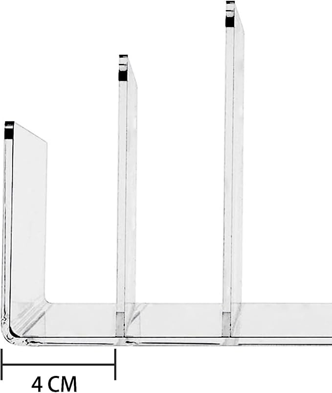 Halyuhn Acrylic Desk File Organizer 2 Pack, 4 Section Letter Organizer, Clear Folder Holder, Desktop File Holder for Document, Notebook and Newspaper, Clear Desk Storage Rack for Home and Office Use